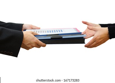 Handing File Folder ,teamwork concept