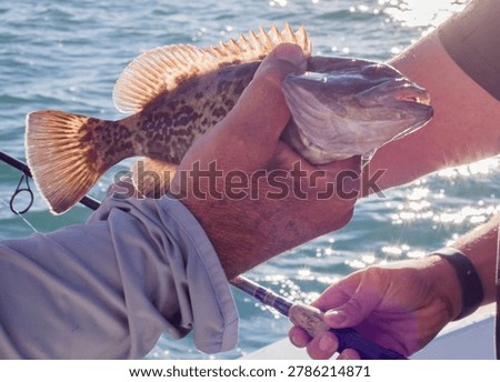 handing off the catch of the day
