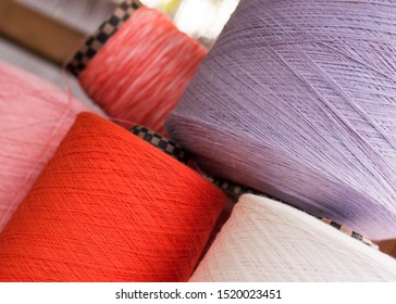 Handloom Cotton Textile Colourful Yarn Textures Stock Photo 1520023451