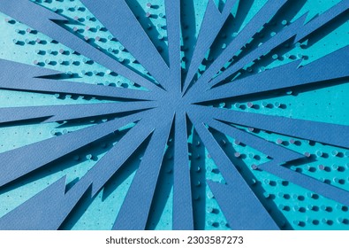 Handmade blue paper cut dot background. Pop art and comic concept. Blue color.