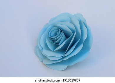 Handmade Blue Rose Flower Made From Origami.