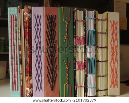 Handmade bookbindig examples and old books