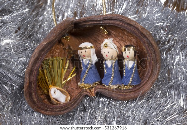 Handmade Christmas Crib Nativity Scene Holiday Stock Photo Edit