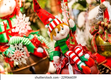 Handmade Christmas Ornaments For Sale At The Local Craft Market.