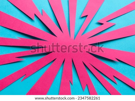 Handmade colorful paper cut background. Speech bubble. Pop art and comic concept. Pink color. Zippers background for comics.