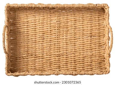 Handmade corn husk weave tray isolated on the white background.