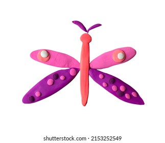 Handmade Cute Colorful Butterfly Moon Insect With Beautiful Decorated Clay Wings. Ornamental Childish Clipart Decoration Illustration.