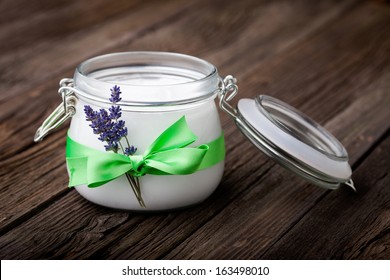 Handmade DIY Natural Body Butter With Lavender And Coconut Oil, Almond Oil And Shea Butter