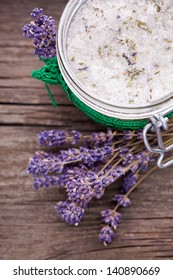 Handmade DIY Natural Sugar Body Scrub With Lavender And Coconut Oil