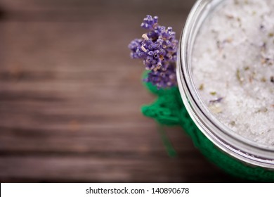 Handmade DIY Natural Sugar Body Scrub With Lavender And Coconut Oil