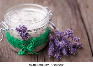 Handmade DIY Natural Sugar Body Scrub With Lavender And Coconut Oil