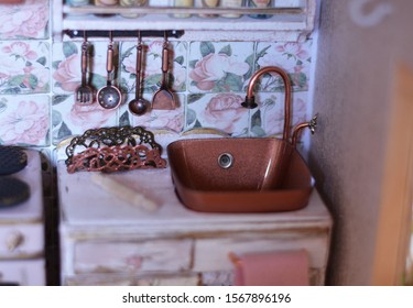 Handmade Dollhouse For Girls, Kitchen In Lovely Light And Wood