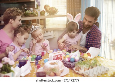 Handmade Easter Eggs Painted By The Whole Family