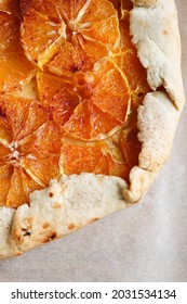 Handmade Fruit Galette On A Wooden Table. Sweet Pastries 