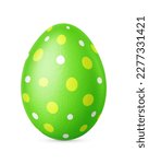 Handmade green Easter egg isolated on a white background. Clipping path included.