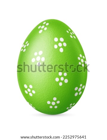 Handmade green Easter egg isolated on a white background. Clipping path included