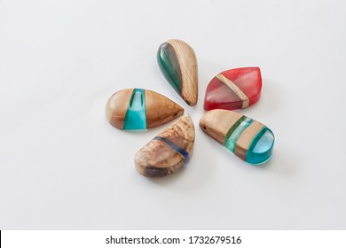 Handmade Jewellery Made Of Epoxy Resin And Wood