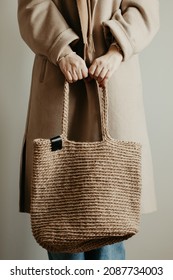 Handmade Jute Shopping Bag. Eco Bags For Women From Jute Rope. Scandinavian Style Shopper. Beige Tones, Sustainable Fashion Accessories. Zero Waste Lifestyle.