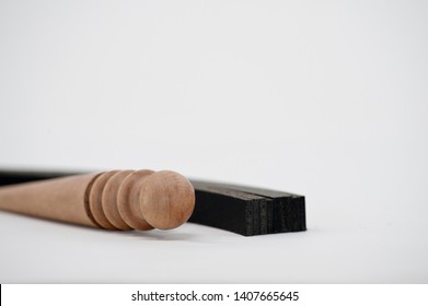 Handmade Leather Tools Isolated, Strips Of Cut Leather On White Background.