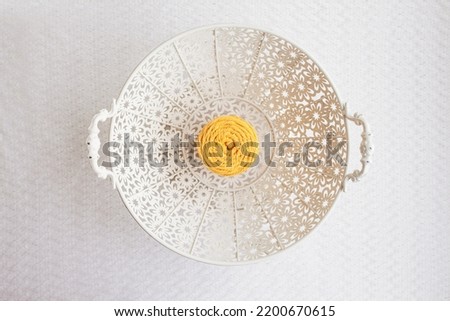 Similar – Image, Stock Photo Fresh camomile flowers in teapot on blue background.