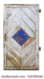 Handmade Old Locked White Wooden Door Isolated