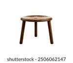 Handmade old wooden stool isolated on white background.