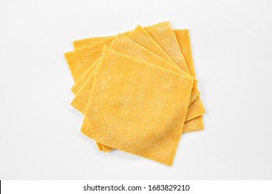 Handmade Pasta Lasagna Sheets Isolated White Background 