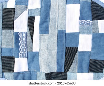 Handmade Patchwork Textile Denim Background