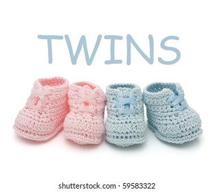 Handmade Pink Blue Baby Booties Twins Stock Photo 59583322 | Shutterstock