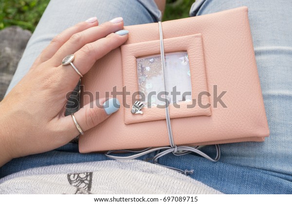 Handmade Pink Leather Notebook Decoration Like Stock Photo Edit