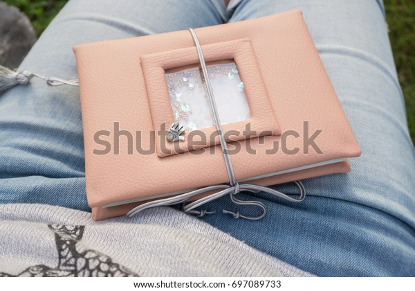 Handmade Pink Leather Notebook Decoration Like Stock Photo Edit