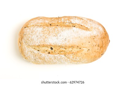 Handmade Potato N Herb Bread From Above Isolated Against White.