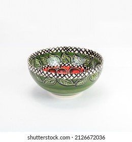 Handmade Punch Bowl Ceramic On A White Background.