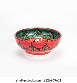 Handmade Punch Bowl Ceramic On A White Background.