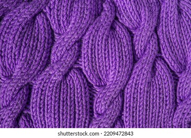 Handmade Purple Knitting Wool Texture Background. Polyester Cotton Texture. Vintage Knitting Wool Texture Background.