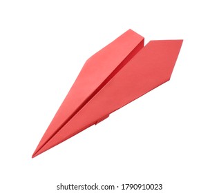 Handmade Red Paper Plane Isolated On White