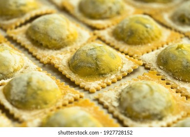 Handmade Spinach Ravioli, Fresh And Uncooked