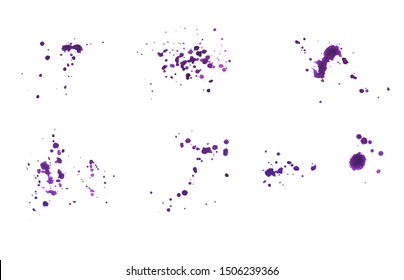 Handmade texture watercolour stain, ink splash on paper / White background (Purple)