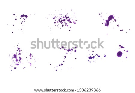 Handmade texture watercolour stain, ink splash on paper / White background (Purple)