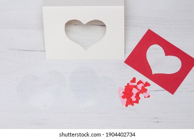 Handmade Valentine Greeting Card. DIY For Kids, Children, Step By Step. Valentine's Day. Step 1