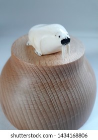 Handmade Walrus Miniature Made By Inuits  From A Walrus Tusk. Inuit Art.