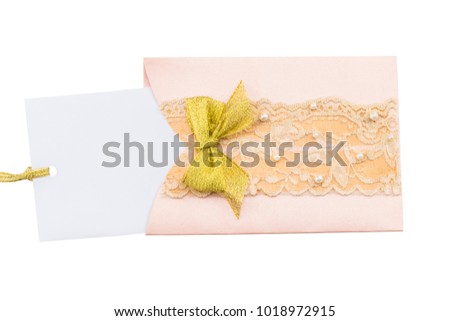 Handmade wedding invitations isolated on white background.