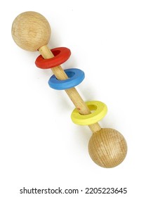 Handmade Wooden Dumbell Rattle, Dumbell Rattle, Gym Weight Wooden Baby Rattle And Teething Toy, Natural Wood