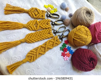 Handmade Yellow Macrame Key Chain