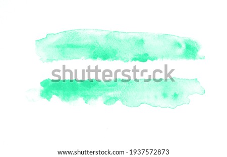 Hand-painted brush stroked abstract green watercolor on white paper background, for design, wallpaper, banners, text.