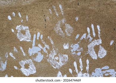 Handprints On Wall Rough Textured Surface Stock Photo 2026474469 