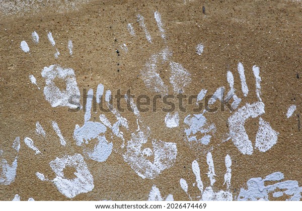 Handprints On Wall Rough Textured Surface Stock Photo 2026474469 ...