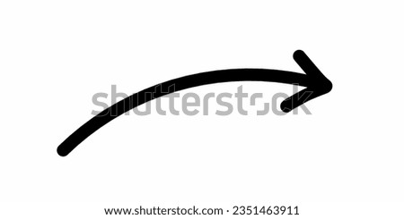 Handrawn arrow with black marker on white background. Top view