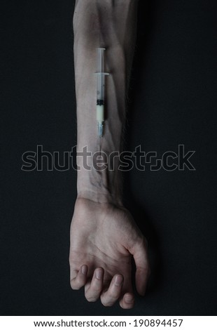 hands addict syringe