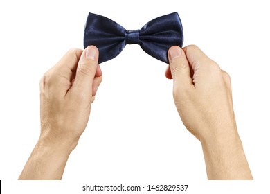 Hands adjusting a bowtie, isolated on white background - Powered by Shutterstock